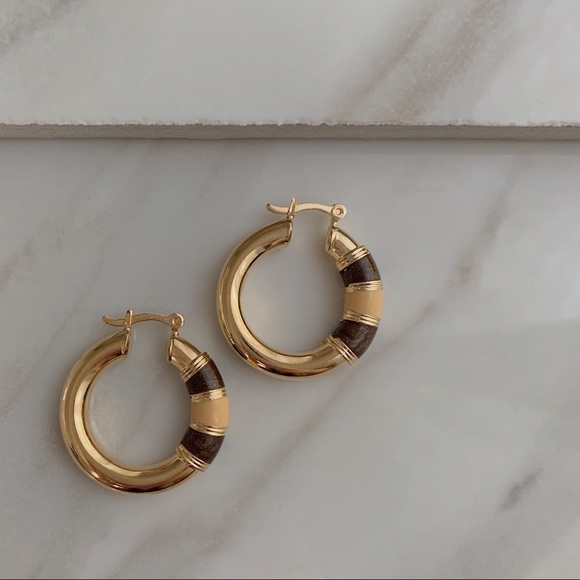 Brown Tube Hoops | 18k Gold Filled - Picture 4 of 7